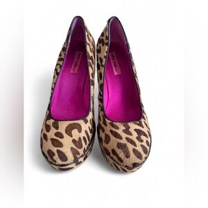 Betsey Johnson Leopard Print Platform Wedge Heels - 9